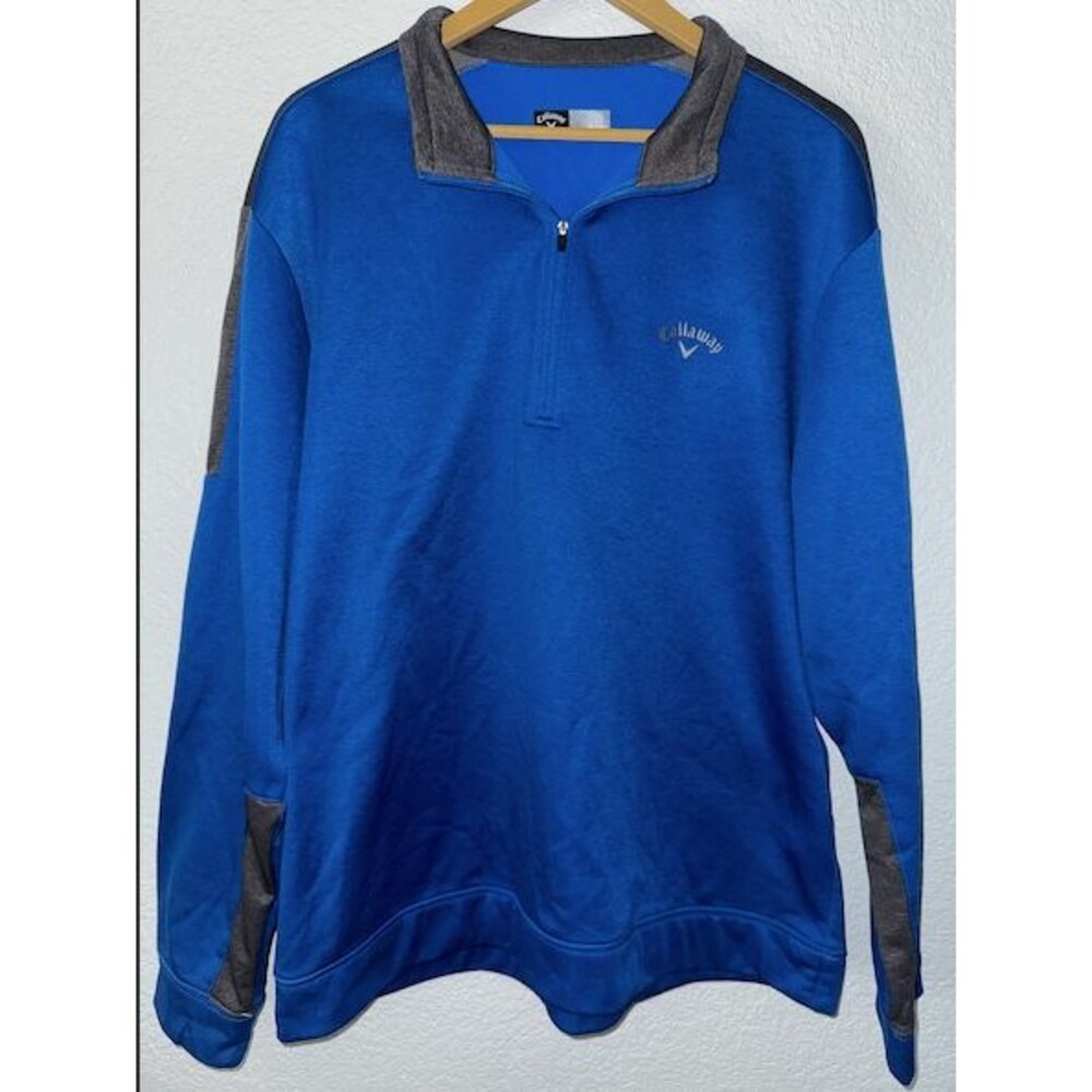Callaway Golf Pullover Mens XL Blue Gray 1/4 Zip Fleece Performance Golf